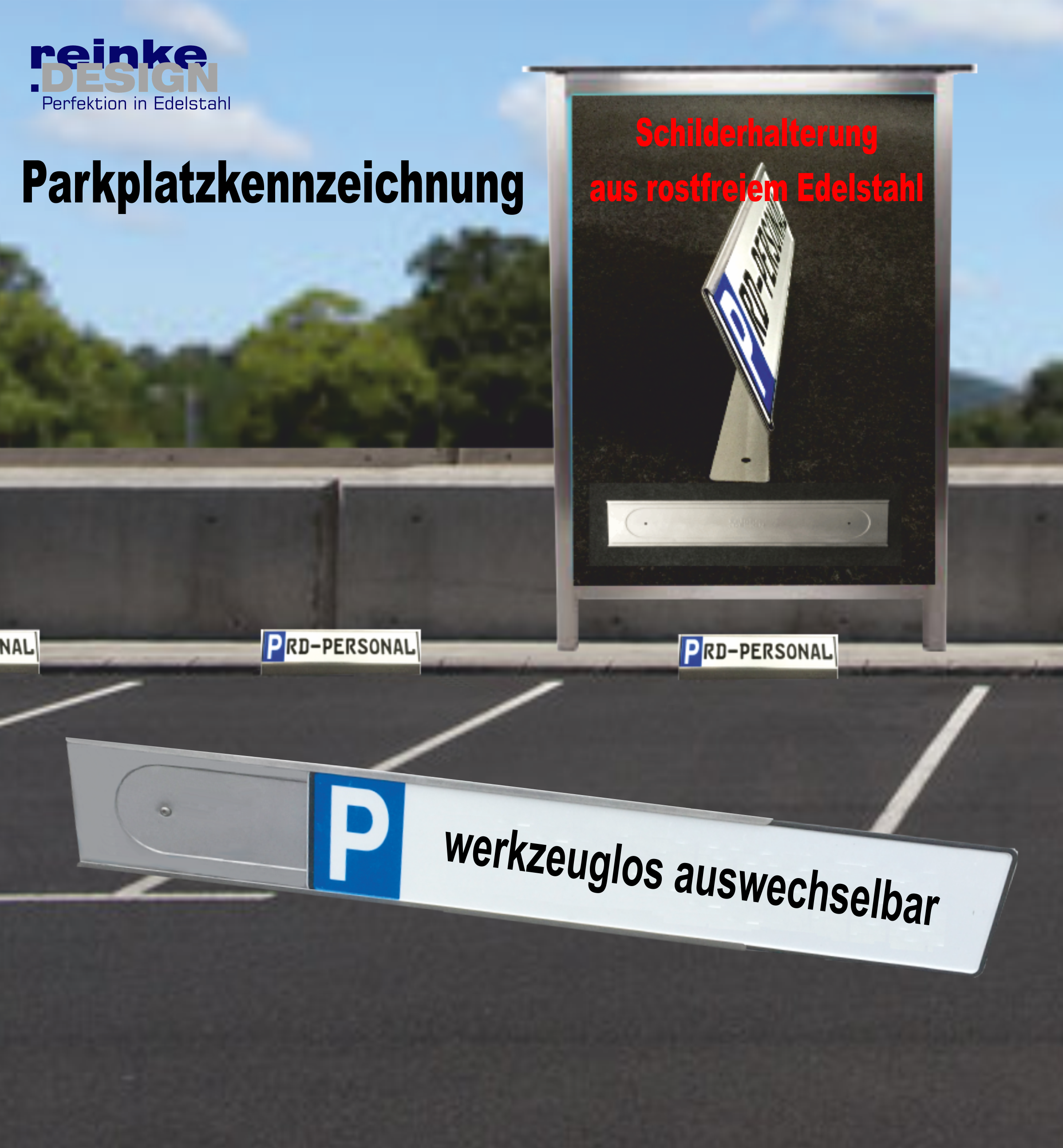 Fahrzeuge & Teile :: Parkschild- Halterung für KFZ- Schild/Kennzeichen  Bodenbefestigung aus Edelstahl