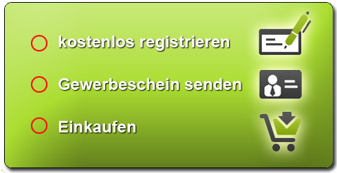 kostenlos registrieren, Gewerbeschein senden, einkaufen