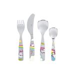 PROFINO Kinderbesteck 'Einhorn' 4-teilig 4-teilig: bestehend aus: 1 x  Gabel (L 18,3 cm), 1 x  Messer (L 17 cm), 1 x  Esslöffel (L 16,5 cm), 1 x  kleiner Löffel (L 13,3 cm)