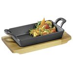 KÜCHENPROFI BBQ Servierpfanne mit 2 Griffen Pfanne, Holzbrett, Bedienungsanleitung / Pflegehinweise