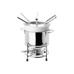BEKA Fondue Set 'Roma' Inhalt: 6 x farbig markierte Fonduegabeln, 1 x Fonduetopf, 1 x Porzellantopf, 1 x Spritzschutz, 1 x Rechaud, 1 x Pastenbrenner (leer)