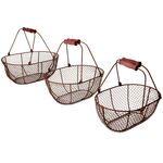 ESSCHERT DESIGN  Drahtkorb 3er Set m.Holzgr.