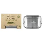 PANDOO Edelstahl Lunchbox 1 Lunchbox, 1 Trennsteg & Bio-Baumwolltasche