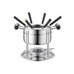 MÄSER Fondueset 11-teilig 1 Fonduetopf, Ø 16 cm, 1 Spritzschutz, 1  Bodenplatte, 1 Fonduebrenner, 6 Fonduegabeln 18/0 mit schwarzem Plastikgriff, 1 Rechaud