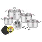 ELO Topfset 'Excellent' 6-teilig Inhalt: 1 x Bratentopf Ø 20 cm, je 1 x Fleischtopf Ø 16, 20 und 24 cm, 1x Stielkasserolle Ø 16 cm, Gratis Magnetuntersetzer