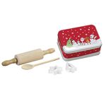 KESPER Kinderbackset 5-teilig 1 Kinder-Teigrolle, 1 Holzlöffel, 2 Ausstechformen, 1 Weihnachtsdose