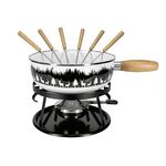 NOUVEL Käsefondue Set, Emaille 'Hirschwald' ivory 9tlg.