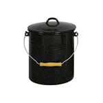 KARL KRÜGER Eimer mit Deckel 10 l 32cm Ø25cm emailliert schwarz gesprenkelt