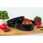 KARL KRÜGER Gänsebräter oval 4,5 l Ø34cm emailliert schwarz/weiß gesprenkelt