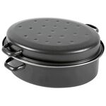 KARL KRÜGER Gänsebräter oval 4,5 l Ø34cm emailliert schwarz matt