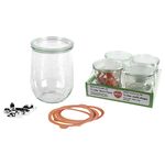 WECK Tray Tulpengläser eingeschweißt 4er Set 4er Set inkl. 5 Ringen und 8 Klammern