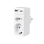 HEITECH Steckdosenadapter Schuko/Euro 1xUSB A 1x USB C