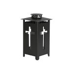 Grablaterne Metall mit Kreuz 14x14x25cm schwarz