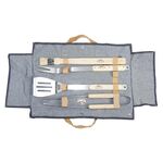 ESSCHERT DESIGN Grillbesteckset 5-teilig 1 Grillzange, 1 Grillgabel, 1 Spatel mit Flaschenöffner, 1 Grillbürste, 1 Tragetasche