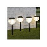 HI LED Solarlampe mit Erdspieß 4er Set, inkl. Akku 4x Mignon, AA, HR6, 1,2 V