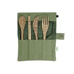 IO NOVA Kokosnuss-Besteck-Set 4-teilig 4-teilig | Messer, Gabel, Löffel, Stäbchen