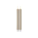 STAR TRADING LED Wachskerze Flamme Stripe 2er Set Batterie Timer beige 25x2,1cm