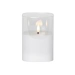 STAR TRADING LED Windlicht Flamme transparentes Glas Batterie Timer 12,5x9cm