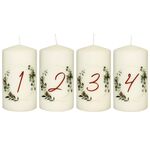 WIEDEMANN Stumpenkerze 'Advent Zahlen 1-4' 4er Set