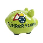 KCG-DAS MARKENSCHWEIN Sparschwein Führerschein Keramik mit Stopfen 12x10cm grün