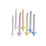 Geburtstagskerze Tortenlichte mit Halter sortiert weiß/rosa/gelb/blau 24erPack