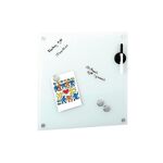 ZELLER PRESENT Memoboard Glas magnetisch mit 3 Magnete Stiftehalter und Stift 40x40cm weiß