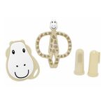 MATCHSTICK MONKEY Beißring 'Gigi Giraffe' Starter Set 4-teilig 2 Zahnungshilfen mit weichen Zahnungsnoppen, 2 Fingerzahnbürsten