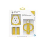 MATCHSTICK MONKEY Beißring 'Ludo Löwe' Starter Set 4-teilig 2 Zahnungshilfen mit weichen Zahnungsnoppen, 2 Fingerzahnbürsten