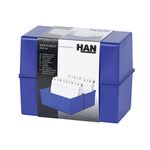 HAN Karteibox DIN A6 quer blau inkl. 100 Karten und A-Z Register