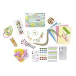 Bastel Set 'Frühling' 600 Teile | 5 Tonpapier Bögen | 3 Washi Tapes | 10 Chenille-Drähte | 20 Holzstäbchen | 90 Wackelaugen | 10 Wackelherzen | 50 Pompons | 36 Marabu Federn | 12 Holzklammern | 50 Papierstreifen 7 mm | 250 Papiersticker | 100 Diamant Stic