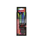 STABILO Fasermaler 'Pen 68 MAX Arty' 4er Kartonetui 4er Etui | mittelblau, grün, schwarz und hellrot
