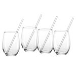 RITZENHOFF & BREKER Gin / -Trinkhalm-Set 8-teilig 4 Longdrinkgläser á 590 ml, 4 Trinkhalme H 20 cm