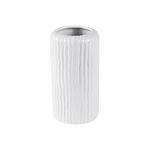 Vase Rillen glasiert H30cm weiß