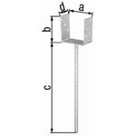 U-Pfostenträger ETA-10/0210 101x100x400x60mm TZN m.ext.langem Betonanker GAH
