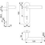 Kurzschildgarnitur Ams.E1400/353KH VA F69 OB rd Drückergrt.HOPPE