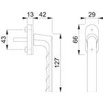 Fenstergriff Hamburg 0700L/U26 Alu.F9016 verkehrsweiß 32-42mm Stand.HOPPE