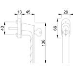 Fenstergriff Hamburg 0700LS/U26 100NM Alu.F9714M schwarz ma 32-42mm abschl.