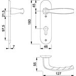 Kurzschildgarnitur NY 1810/273KP Alu.F1 PZ rd Drückergrt.HOPPE