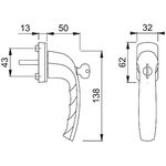Fenstergriff NY 0810SVS/U10 Alu.F8707/dunkelbraun 35mm abschl.HOPPE