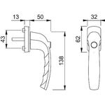 Fenstergriff NY 0810SV/U10 Alu.F9016/verkehrsweiß 35mm selbstsperrend HOPPE