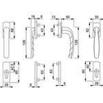 Balkongarnitur NY 099KH/961N/U10/… Alu.F9016 63-73mm 4-KT.7mm HOPPE