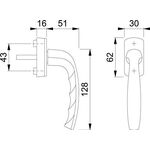 Fenstergriff NY 0810/US10 Alu.F8707/ 32-42mm Secustik®/VarioFit® Stand.HOPPE