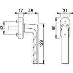 Fenstergriff Hamburg 0700/UD9020 Alu.F9/stahlfarben 32-42mm Stand.HOPPE