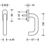 Fenstergriff 111FG.1 30mm Ku.99 reinweiß 30mm Stand.HEWI