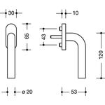 Fenstergriff 111FG.6 30mm Ku.99 reinweiß 30mm Stand.HEWI