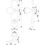 Knopflangschild E86G/3332ZA VA F69 92mm f.Kombischutz PZ 10mm HOPPE