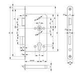 Panik-Einsteckschloss 1201 Fkt.D rd 20/55/72/9mm DIN R VA BKS