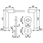 Türdrückerpaar Ams.1400 Alu.F1 o.Rosetten 4-KT.8mm HOPPE