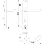 Langschildgarnitur Mar.E1138Z/302 VA F69 PZ 72mm DIN L/R HOPPE