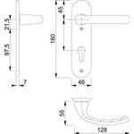 Kurzschildgarnitur Tôkyô 1710/273KP Alu.F1 PZ rd Drückergrt.HOPPE